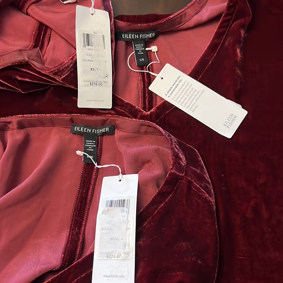 Eileen Fisher  Silk Velvet V-Neck Long Dolman Sleeve Boxy Top - Picture 9 of 9